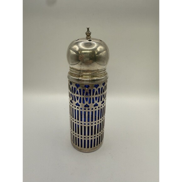 Silver Cobalt Blue Glass Salt Shaker Onion Top Godinger Silver Art Co - Picture 1 of 6
